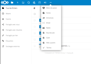 Nextcloud menu