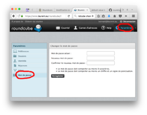 Roundcube change password