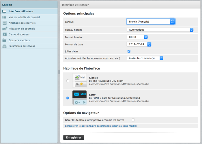 Roundcube - Préférences
